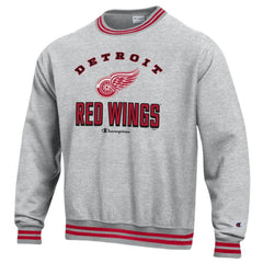 Detroit Red Wings - Champion Reverse Weave Yarn Dye Pullover Sweatshirt Heather Gray