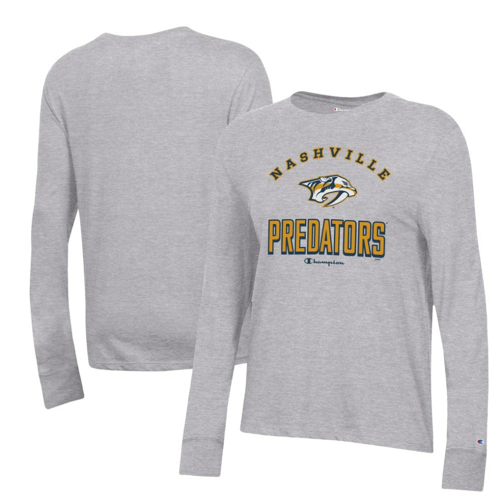 Nashville Predators - Champion Women's Core Long Sleeve T-Shirt Heather Gray