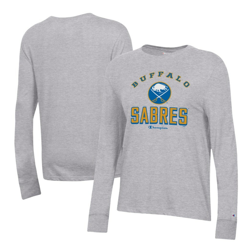 Buffalo Sabres - Champion Women's Core Long Sleeve T-Shirt Heather Gray