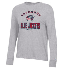 Columbus Blue Jackets - Champion Women's Core Long Sleeve T-Shirt Heather Gray