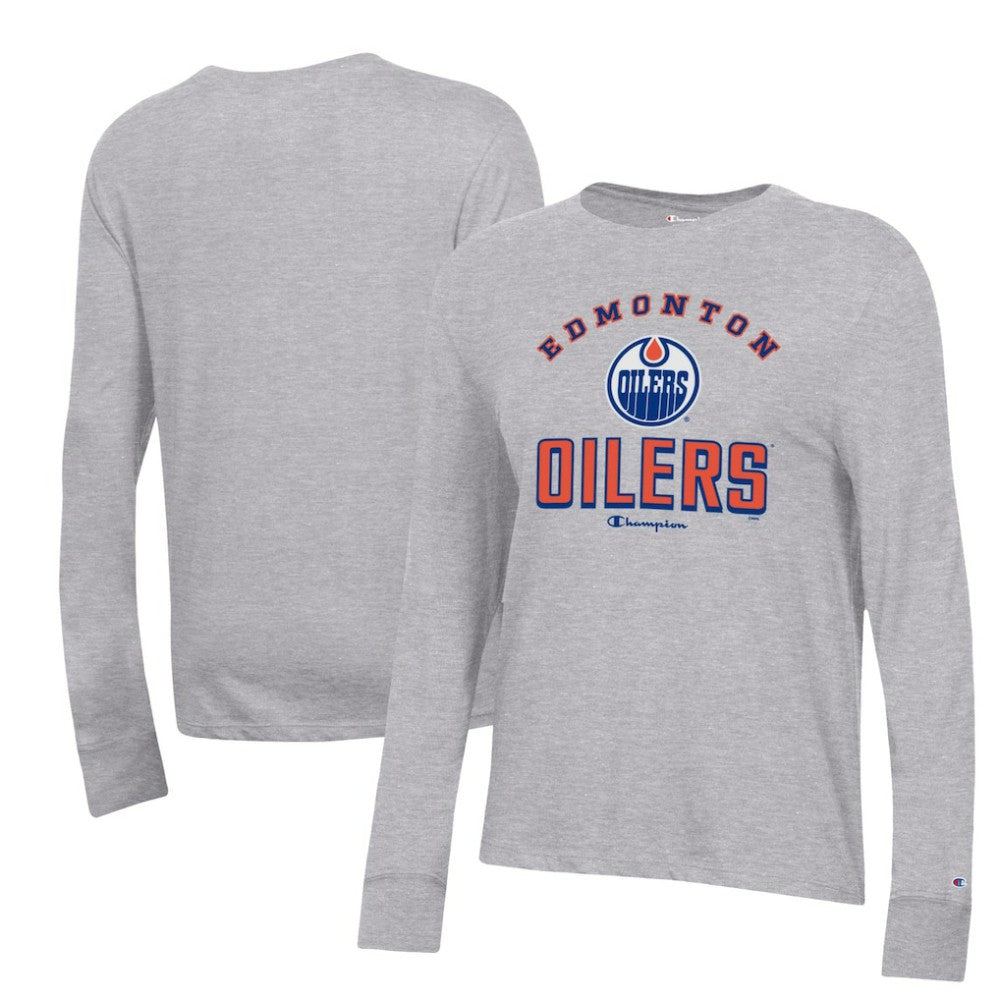 Edmonton Oilers - Champion Women's Core Long Sleeve T-Shirt Heather Gray