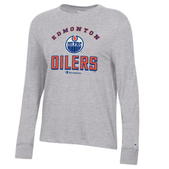 Edmonton Oilers - Champion Women's Core Long Sleeve T-Shirt Heather Gray