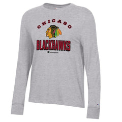 Chicago Blackhawks Champion Women's Core Long Sleeve T-Shirt Heather Gray