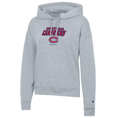 Montreal Canadiens - Champion Women's Powerblend Fleece Pullover Hoodie Gray
