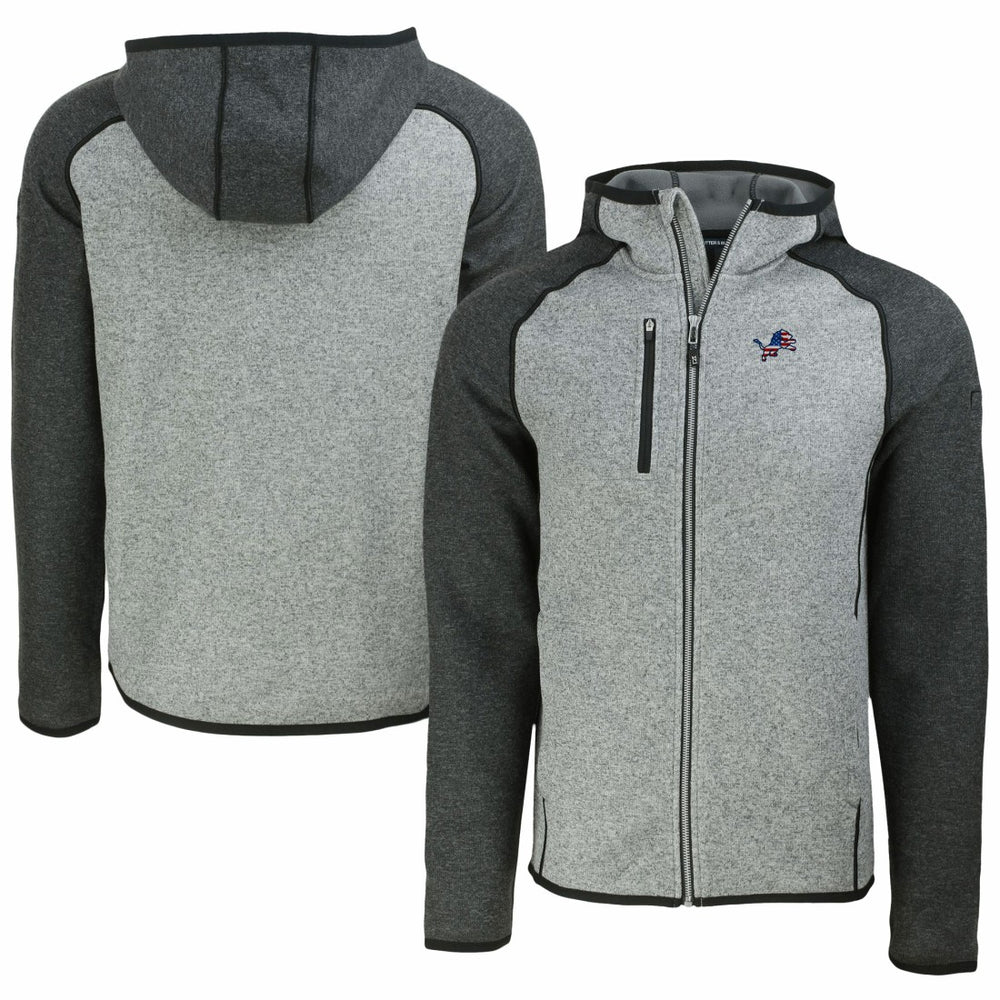 Detroit Lions Cutter & Buck Americana Mainsail Full-Zip Hooded Jacket Heather Gray/Heather Charcoal - NFL
