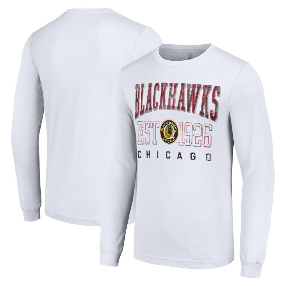 Chicago Blackhawks Starter Retro Graphic Long Sleeve Crew T-Shirt White