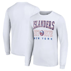 New York Islanders - Starter Retro Graphic Long Sleeve Crew T-Shirt White