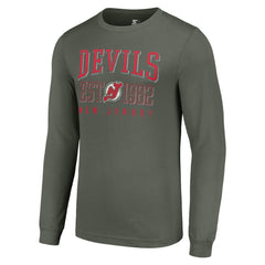 New Jersey Devils - Starter Retro Graphic Long Sleeve Crew T-Shirt Green