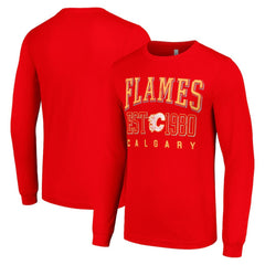 Calgary Flames - Starter Retro Graphic Long Sleeve Crew T-Shirt Red