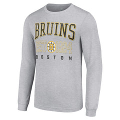 Boston Bruins Starter Retro Graphic Long Sleeve Crew T-Shirt Heather Gray