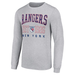 New York Rangers Starter Retro Graphic Long Sleeve Crew T-Shirt Heather Gray