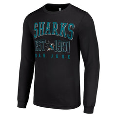 San Jose Sharks - Starter Logo Graphic Long Sleeve T-Shirt Black