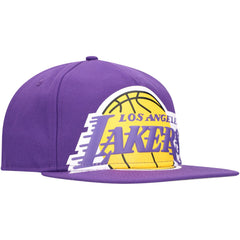 New Era - Los Angeles Lakers Oversized Puff Print Logo Golfer Snapback Hat - Purple