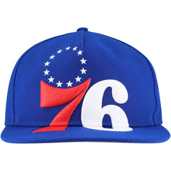 New Era - Philadelphia 76ers Oversized Puff Print Logo Golfer Snapback Hat - Royal