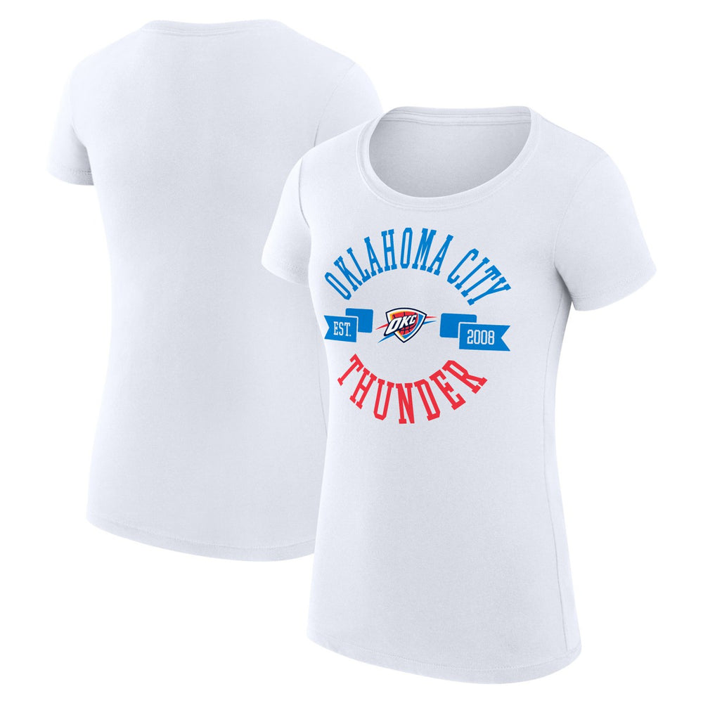 NBA - Oklahoma City Thunder G-III 4Her by Carl Banks Women's Super-Slim Fit Lightweight Large City Logo T-Shirt - White