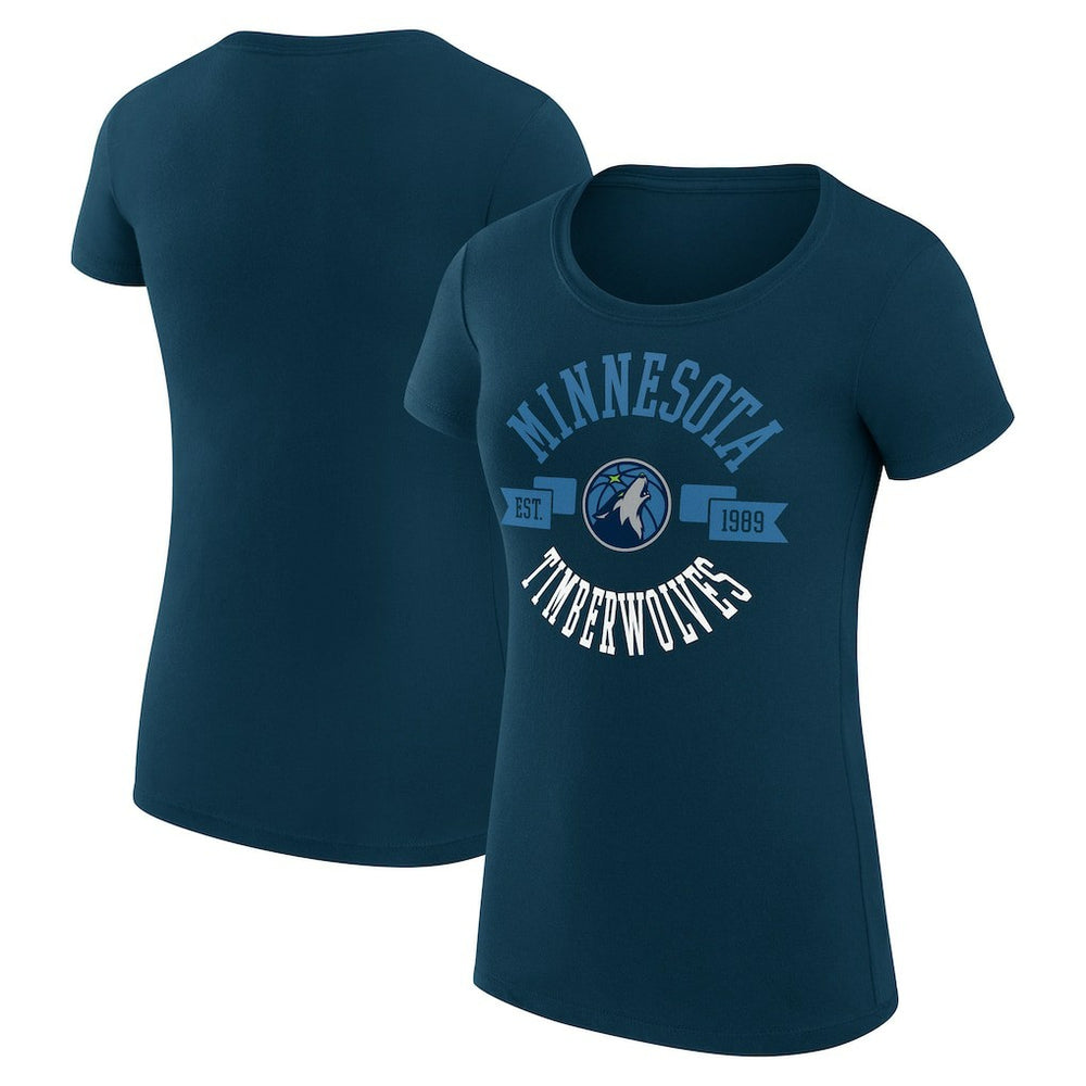 NBA - Minnesota Timberwolves G-III 4Her by Carl Banks Women's Super-Slim Fit Lightweight Large City Logo T-Shirt - Navy