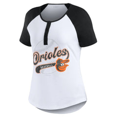Baltimore Orioles WEAR by Erin Andrews Women's Fitted Henley Raglan T-Shirt Sale