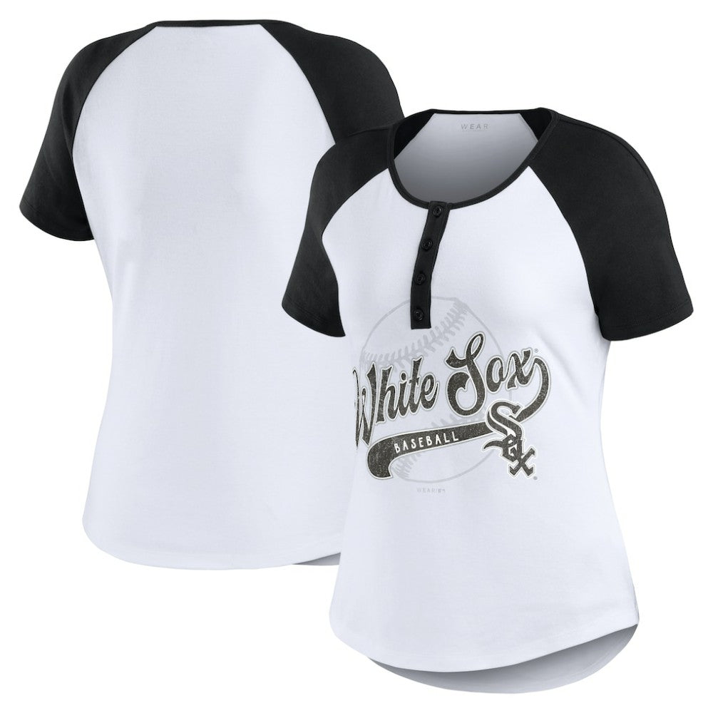 Chicago White Sox WEAR by Erin Andrews Women's Fitted Henley Raglan T-Shirt Near Me
