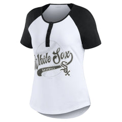 Chicago White Sox WEAR by Erin Andrews Women's Fitted Henley Raglan T-Shirt Near Me