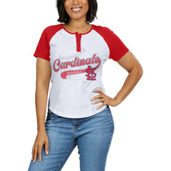 St. Louis Cardinals WEAR by Erin Andrews Women's Fitted Henley Raglan T-Shirt for sale