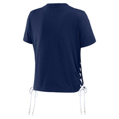 Atlanta Braves WEAR by Erin Andrews Women's Side Lace-Up Cropped T-Shirt for sale