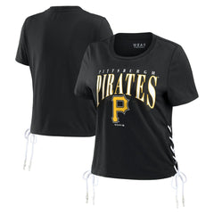 Pittsburgh Pirates WEAR by Erin Andrews Women's Side Lace-Up Cropped T-Shirt Sale