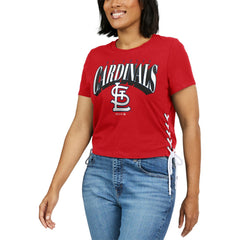 St. Louis Cardinals WEAR by Erin Andrews Women's Side Lace-Up Cropped T-Shirt discount