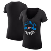 NBA - Oklahoma City Thunder G-III 4Her by Carl Banks Women's Super-Slim Fit Lightweight Large City Logo V-Neck T-Shirt - Black