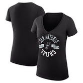 NBA - San Antonio Spurs G-III 4Her by Carl Banks Women's Super-Slim Fit Lightweight Large City Logo V-Neck T-Shirt - Black