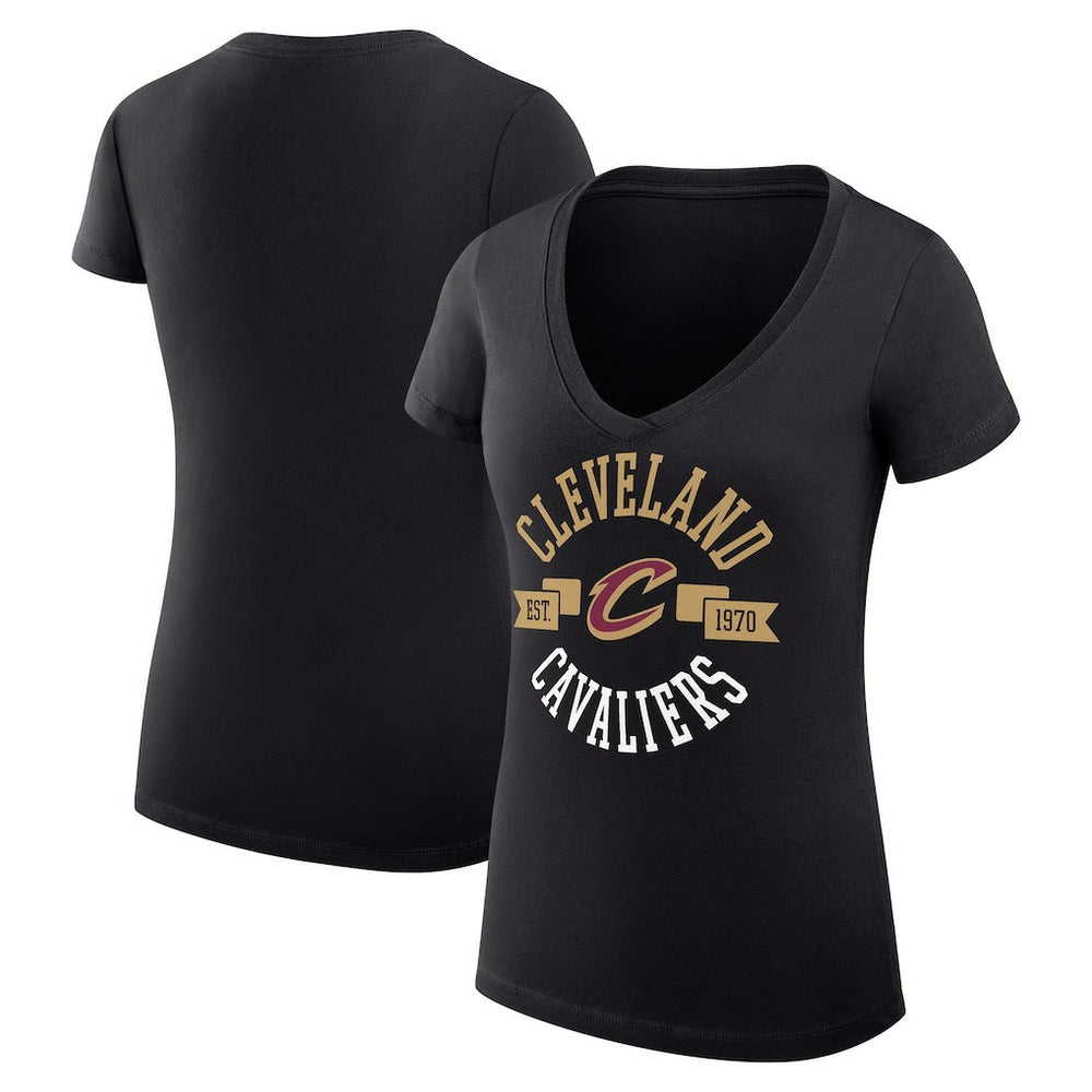 NBA - Cleveland Cavaliers G-III 4Her by Carl Banks Women's Super-Slim Fit Lightweight Large City Logo V-Neck T-Shirt - Black
