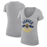 NBA - Denver Nuggets G-III 4Her by Carl Banks Women's Super-Slim Fit Lightweight Large City Logo V-Neck T-Shirt - Heather Gray