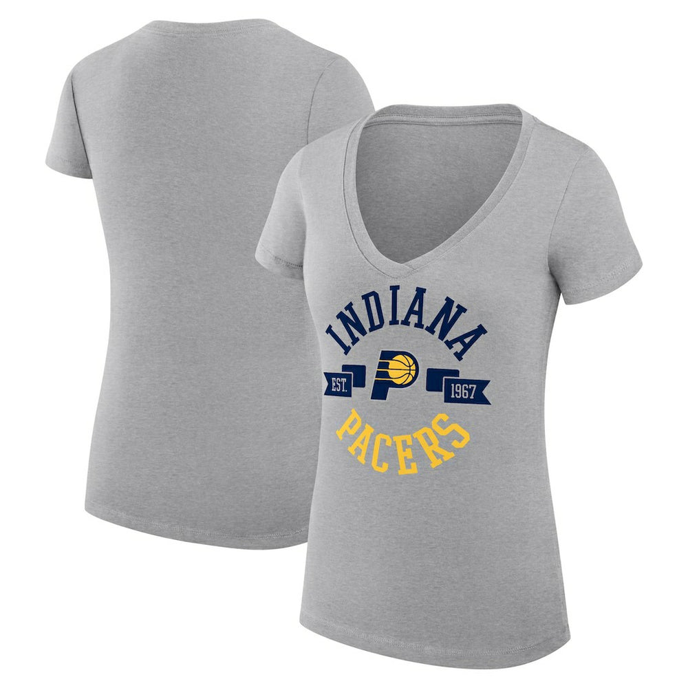 NBA - Indiana Pacers G-III 4Her by Carl Banks Women's Super-Slim Fit Lightweight Large City Logo V-Neck T-Shirt - Heather Gray