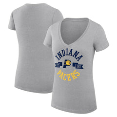 NBA - Indiana Pacers G-III 4Her by Carl Banks Women's Super-Slim Fit Lightweight Large City Logo V-Neck T-Shirt - Heather Gray