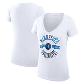 NBA - Minnesota Timberwolves G-III 4Her by Carl Banks Women's Super-Slim Fit Lightweight Large City Logo V-Neck T-Shirt - White
