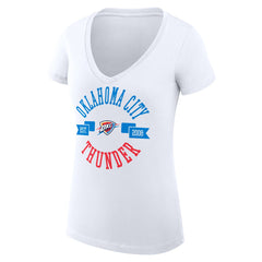 NBA - Oklahoma City Thunder G-III 4Her by Carl Banks Women's Super-Slim Fit Lightweight Large City Logo V-Neck T-Shirt - White