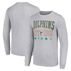 Miami Dolphins Starter Throwback Logo Long Sleeve T-Shirt Heather Gray - NFL