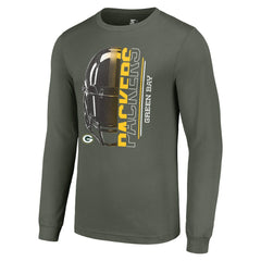 Green Bay Packers Starter Half Helmet Logo Long Sleeve T-Shirt Green - NFL