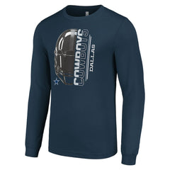 Dallas Cowboys Starter Half Helmet Logo Long Sleeve T-Shirt Navy - NFL
