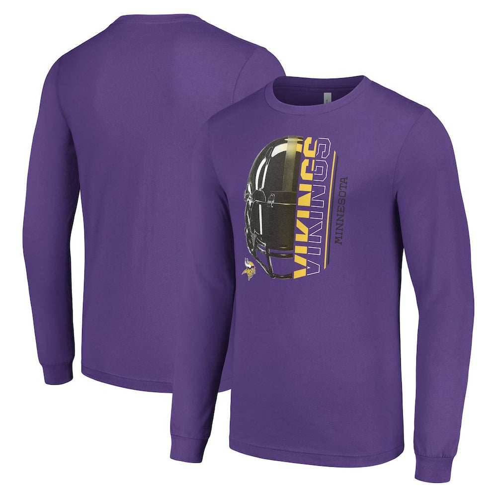 Minnesota Vikings Starter Half Helmet Logo Long Sleeve T-Shirt Purple - NFL