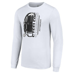 Pittsburgh Steelers Starter Half Helmet Logo Long Sleeve T-Shirt White - NFL