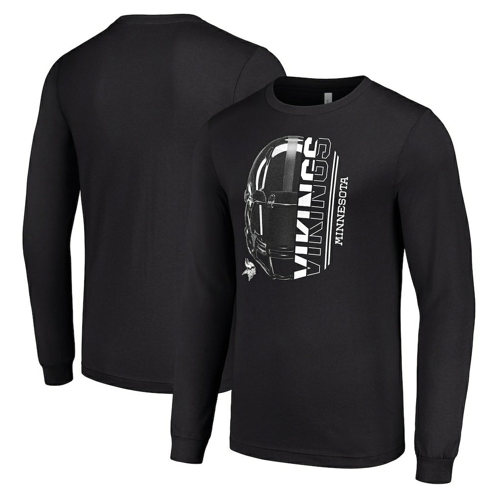 Minnesota Vikings Starter Half Helmet Logo Long Sleeve T-Shirt Black - NFL