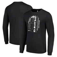 Baltimore Ravens Starter Half Helmet Logo Long Sleeve T-Shirt Black - NFL