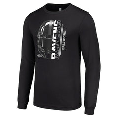 Baltimore Ravens Starter Half Helmet Logo Long Sleeve T-Shirt Black - NFL