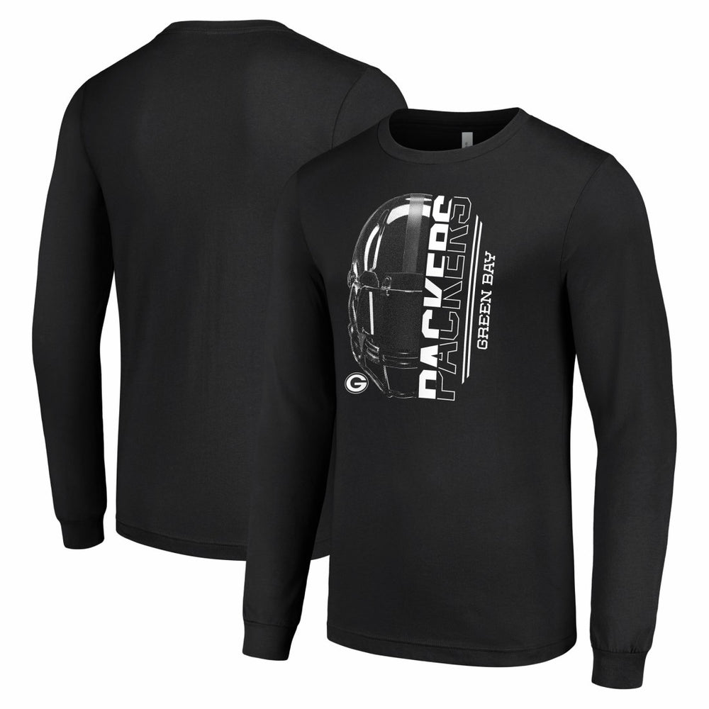 Green Bay Packers Starter Half Helmet Logo Long Sleeve T-Shirt Black - NFL