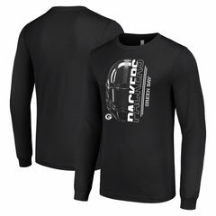 Green Bay Packers Starter Half Helmet Logo Long Sleeve T-Shirt Black - NFL