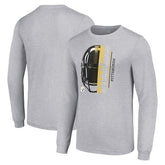 Pittsburgh Steelers Starter Half Helmet Logo Long Sleeve Heathered T-Shirt Heather Gray - NFL