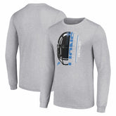 Detroit Lions Starter Half Helmet Logo Long Sleeve Heathered T-Shirt Heather Gray - NFL