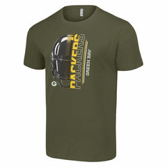 Green Bay Packers Starter Half Helmet Logo T-Shirt Olive - NFL