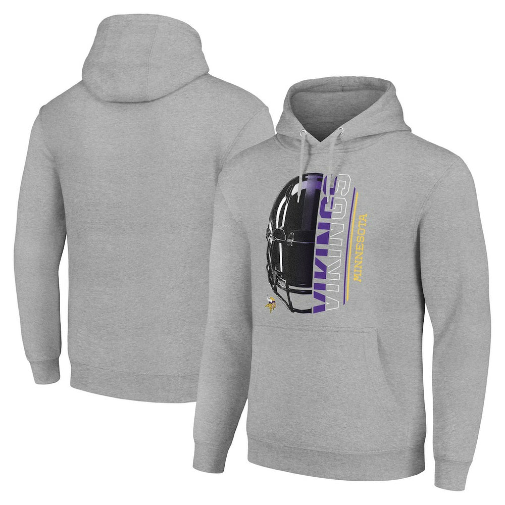 Minnesota Vikings Starter Unisex Half Helmet Logo Pullover Hoodie Heather Gray - NFL