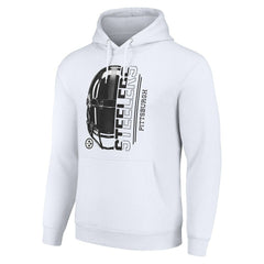 Pittsburgh Steelers Starter Unisex Half Helmet Logo Pullover Hoodie White - NFL